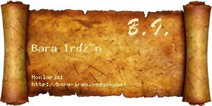 Bara Irén névjegykártya